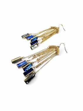 ★ Vintage Old World Femenine Hand Wired Party Golden Stoned Dangle Earrings ★